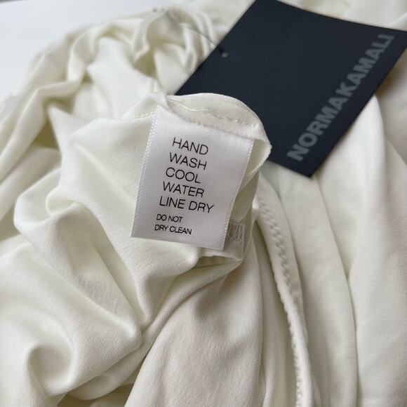 Norma Kamali | NWT Diana Dress Asymmetrical White Ruched Midi Dress L 40 - Picture 10 of 14